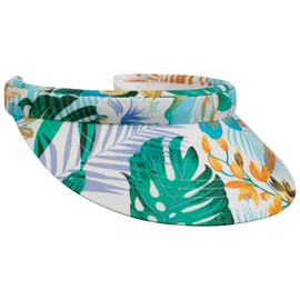 Lipodo Multicolour Flower Visor Women's One Size (54-60 cm) - Sun Visor Made of 100% Cotton - Women's Visor with Sweatband - Spring/Summer, white-blue
