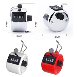 2-Pack Counter Hand Held Counter Plus Number Counter Metal Manual Counter Manual Measurement Resettable Mechanical Exercise Traffic Number of Admissions (Silver, Red)