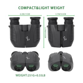 LIHIXI 10x25 Binoculars for Kids and Adults, Large View Compact Binoculars and Low Light Visionfor Bird Watching Outdoor Hiking Sightseeing Concert Hunting Travel (black1)