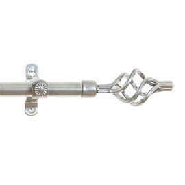 Achim Home Furnishings, Silver Metallo Lexus Curtain Rod and Finials, 48 Extends to 86-Inch, Inch Inch