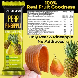 ZEARAW Healthy Fruit Snacks for Adults and Kids – 30 Fruit Leather with Dried Pear-Pineapple, Blackcurrant-Apple, Pear-Apple – Vegan Low-Carb Variety Pack Strips for Kids – Sugar Free Bars