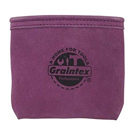 Graintex Nail/Screw Pouch with Clip Suede Leather, Universal Steel Clip for Belt, Riveted for Durability, for Constructors, Electricians, Plumbers, Handyman (Purple)