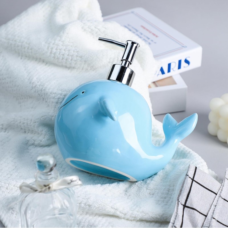 Colias Wing Sea Animals Pattern Soap Dispenser with Plastic Pump,