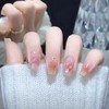 SINLOV 24pcs Square Coffin False Nails Nude Short Gradient False
