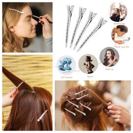 Metal Duck Billed Hair Clips for Styling Sectioning,Silver for Women Long Hair, Alligator Curl Clips for Hair Roller,Salon,Bows DIY with Case