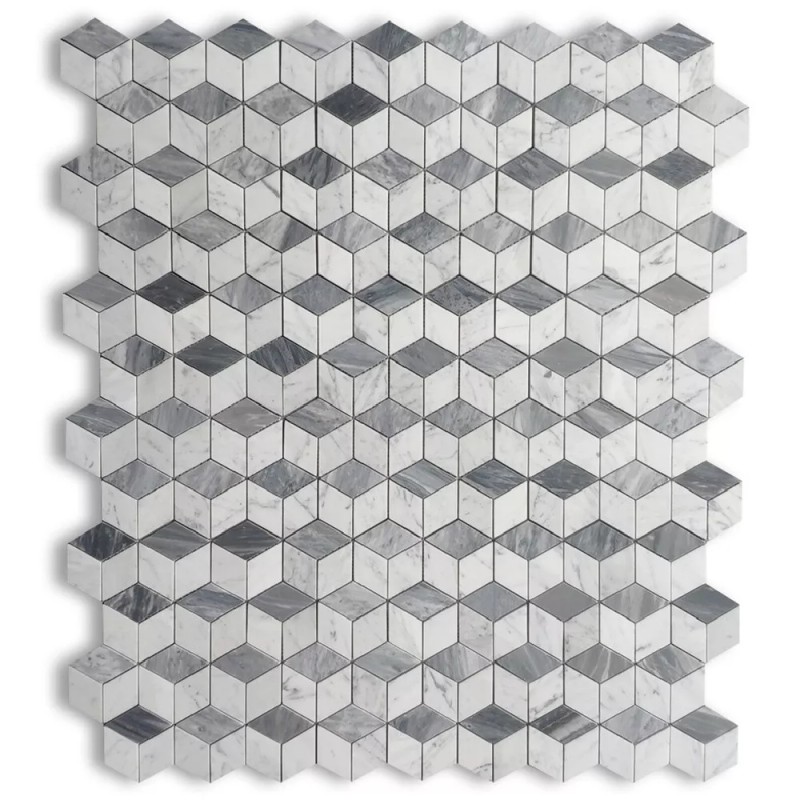 Stone Center Online C34K7XH Carrara White Gray Marble 3D Cube