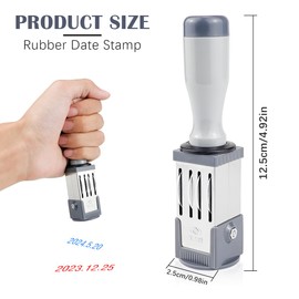 UPIQNG Time Date Stamp Handheld Rolling Stamp Round Plastic Time Date Stamp Year Month Day Stamp Portable Number Date Stamp for Diary Homework Daily Use,32MM