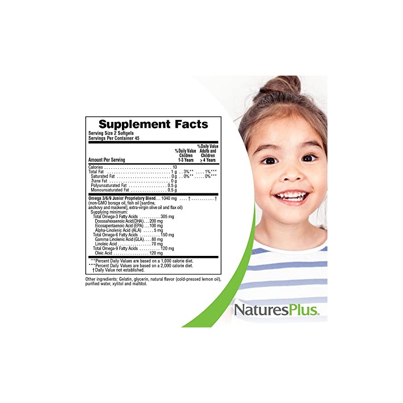 Natures Plus - Animal Parade Junior Omega 3-6-9 Lemon Flavor