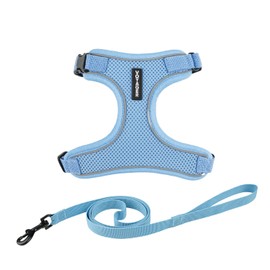 Voyager Escape Proof Cat Harness and Leash Set with Reflective Stitching, Neoprene Handle 5ft - Supports Small, Medium and Large Cats, Kittens for Walking by Best Pet Supplies - Baby Blue, XS