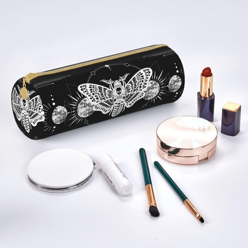 FREEHOTU Canvas Simple Moon Moth Pattern Makeup Bag Cosmetic Holder