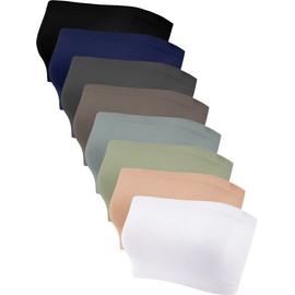 Bencailor 8 Pieces Bandeau Top for Women, Strapless Tube Tops Non Padded Bandeau Bra Seamless Bralettes Stretchy Sports Bra(Fresh Colors, XX-Large)