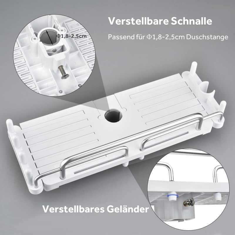 LOLYPOT Shower Shelf No Drilling Telescopic 32-48 cm, Shower Shelf