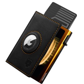 DODENSHA® MagSnap Airtag Men's Wallet I Card Holder I Smart Wallet for 10+ Cards I Wallet with Coin Compartment I Wallet with AirTag Compartment I Men's Wallet with RFID Protection I Black Yellow,