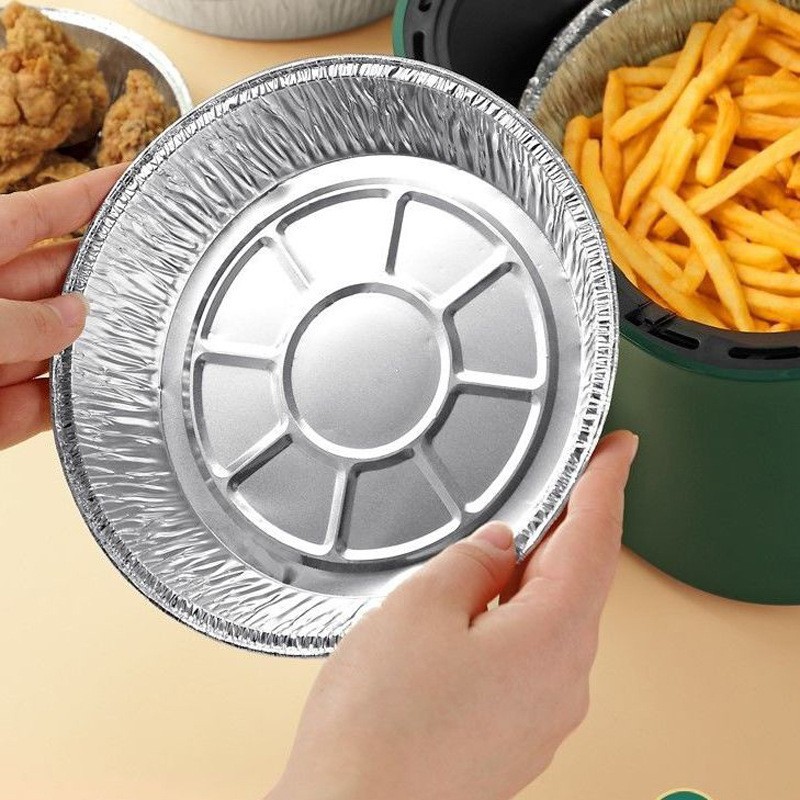 Aluminum Foil Plate Round Disposable Recyclable Containers with Straight Walls