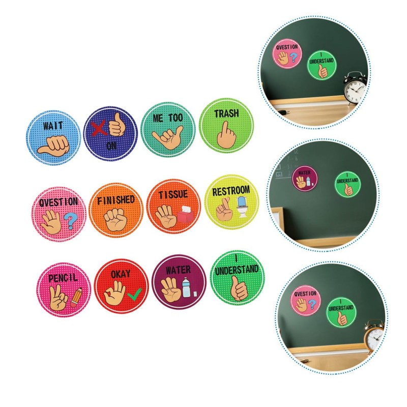 FUNOMOCYA 24pcs Hand Signal Posters for Students Cues for Classroom