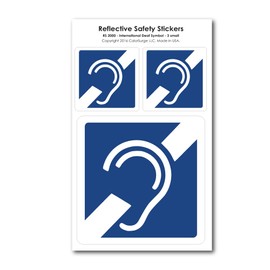 COOLHUBCAPS International Deaf Symbol Reflective Decals - for Wheelchairs, Car Bumpers & Windows - Weatherproof & UV Resistant - Indoor & Outdoor Use - 3 x 3 Inches (x1) & 1.5 x 1.5 Inches (x2)