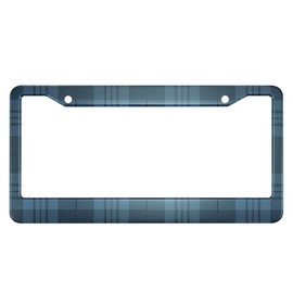 HOSNYE Tartan License Plate Frame Traditional Blue Plaid Farm House Scottish Style Metal License Plate Cover Front Plates Frames Car Tag Frame for Women Men US Vehicles Standard
