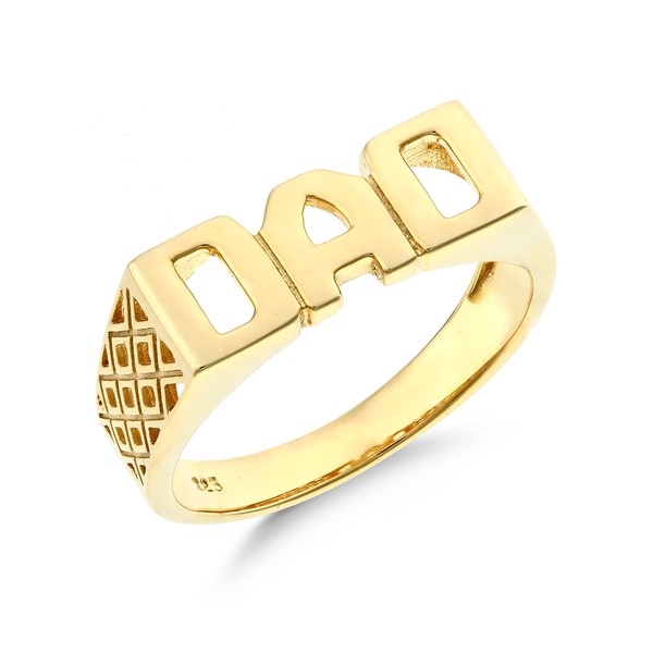 Old English Jewellers 9ct Yellow Gold on Silver DAD Ring
