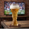 Football Pattern Beer Glass Stemmed Pilsner Goblet 8.5 In