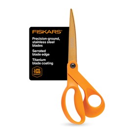 Fiskars 9" Titanium Shop Shears Heavy Duty Serrated Multipurpose Scissors