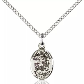 bliss Sterling Silver St Saint Michael the Archangel Police Officers/EMTs 18'' Chain