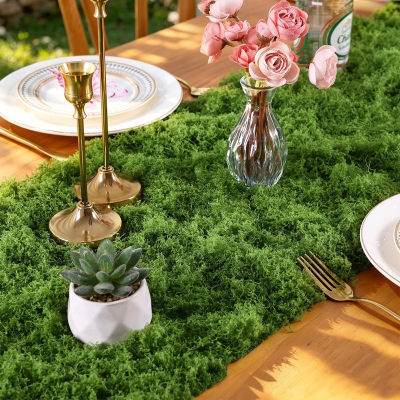 Betylifoy Moss Table Runner Fake Moss for Crafts Artificial Moss