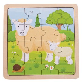 Bigjigs Toys Chunky Wooden Sheep & Lamb Puzzle