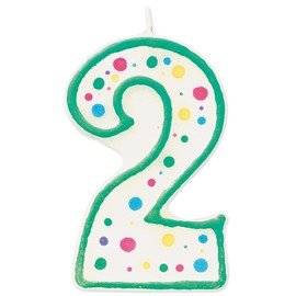 Wilton W91-02 Numeral Candle, 3-Inch by 1.5-Inch, No. 2, Green, 1-Pack