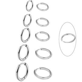 5 Pairs of Hoop Earrings for Men and Women, 316L Surgical Steel Earrings, Hoop Earrings, Silver Gold Black, Hypoallergenic Helix Earrings, 8/10/12/14/16 mm