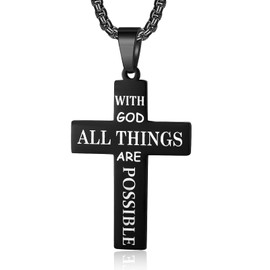 ZRAY American Flag Cross Necklace for Men Stainless Steel Chain 24inch Bible Verse Pendant Patriotic Jewelry Inspirational Christian Gift for Men(B-WITH GOD)