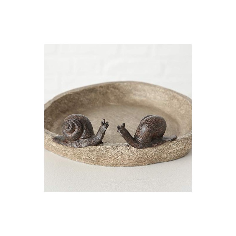 BOLTZE Bird Bath Diameter 21 cm Brown Resin Snails