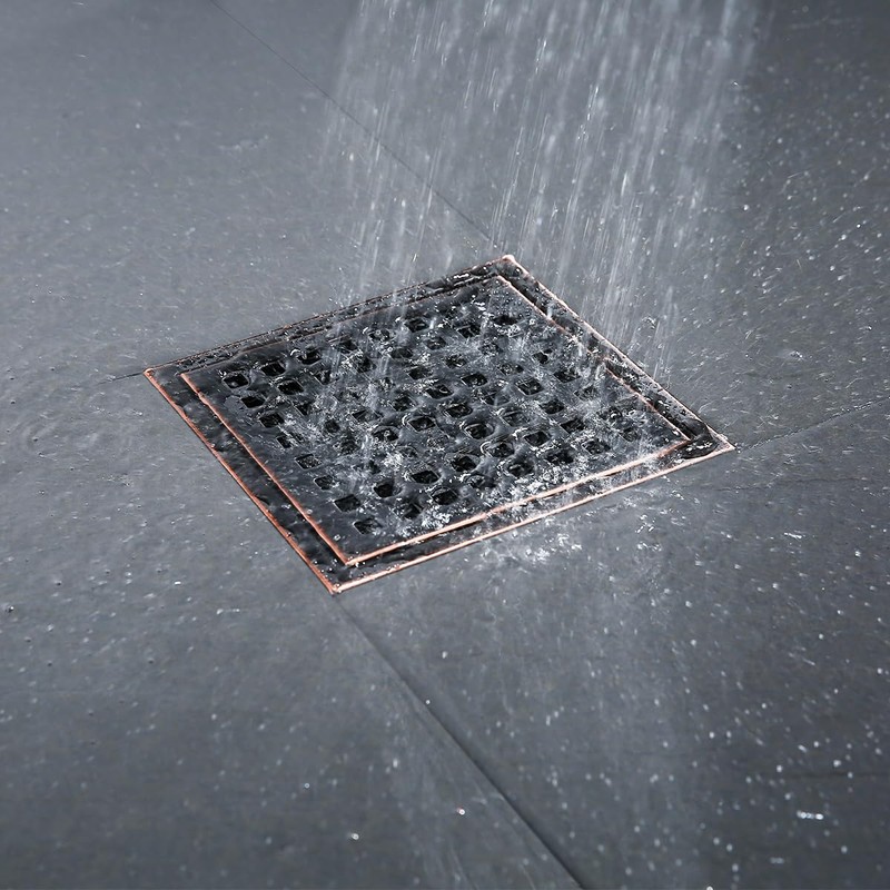 RANDOM Oil Rubbed Bronze Shower Drain Square 6 Inch Shower