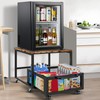 WOUDY Mini Fridge Table with Storage and Wheels, Mini Refrigerator
