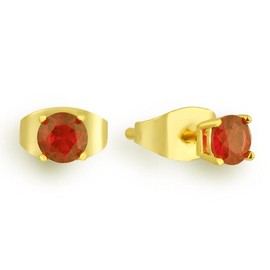EVRY JEWELS Gold or Silver Plated Women's Hypoallergenic Ice Ice Baby Earrings:_Gold, Red CZ, Small