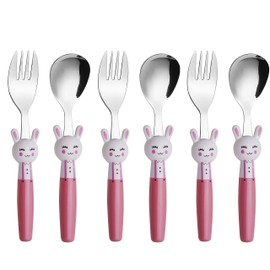 ANNOVA Kids Silverware Set 6 Pieces - Childrens Flatware Stainless Steel (6FS, Rabbit)