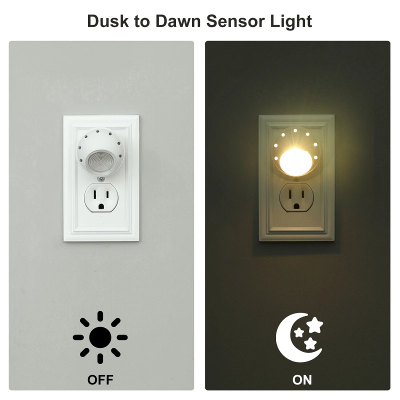 DEWENWILS Plug in Light Sensor Night Light Warm White LED