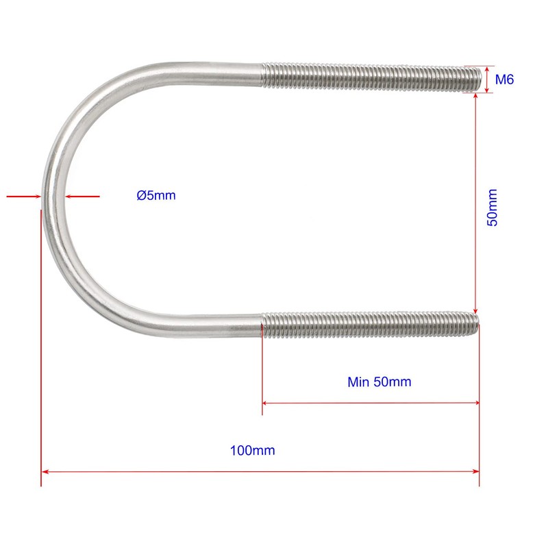 Aopin Round U Bolt 1.97"(50mm) Inside Width U Type Bolt