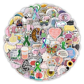 100Pcs Mental Health Awareness Stickers, Mental Health Matters Vinyl Sticker for Kids Teens Adults Laptop Water Bottle Journal, Therapist Gifts Mental Health Waterproof Stickers Decals