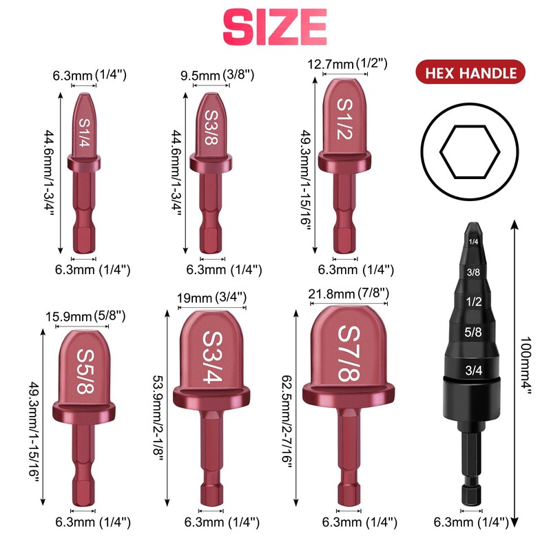 Hakkin 7Pcs Swaging Tool Drill Bit Set, Pipe Expander Tool