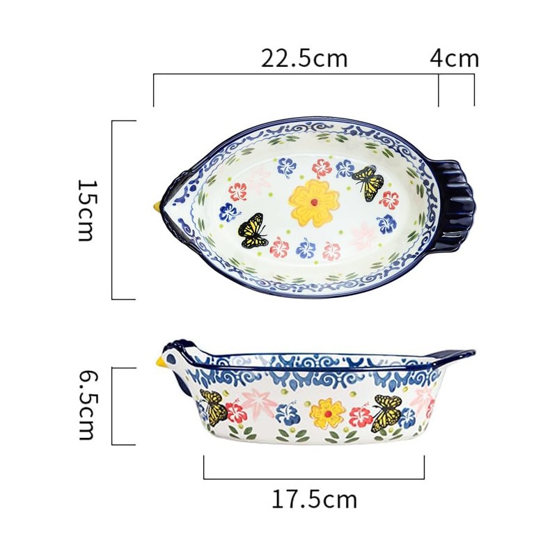 Bicuzat Vintage Butterfly and Flower Pattern Pie Pan, Chicken Shape