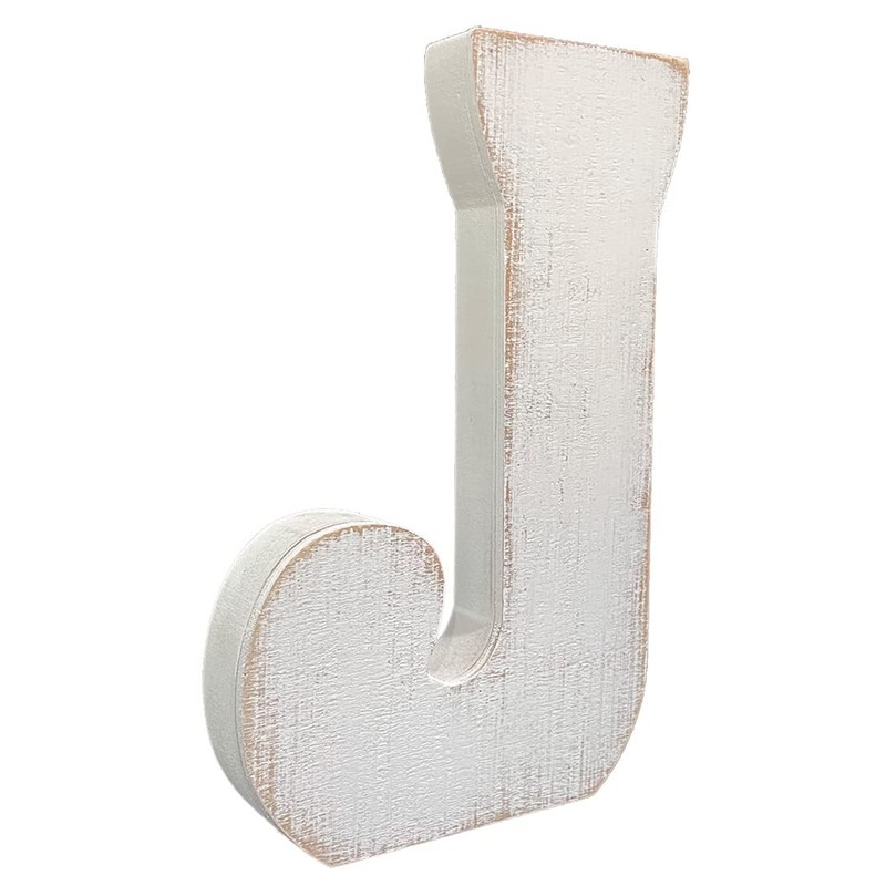ABELOTS Large Wood Letter Distressed White Wash Alphabet Wall Décor