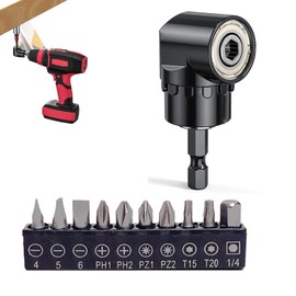 11-Piece Angle Screwdriver Set, 105° Angle Screwdriver for Cordless Screwdriver, Angle Screwdriver Attachment, Socket Adapter, Cordless Screwdriver, 1/4 Inch Hex Shank for Construction Workers