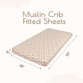 Muslin Crib Sheets for Boys Girls, Muslin Cotton Crib Sheets Fitted, 2 pc Crib Mattress Sheet, 52"x28" Standard Crib Sheet Neutral, Oeko-Tex, Gender Neutral Baby Gift (Hedgehog+Rainbow CribSheets)