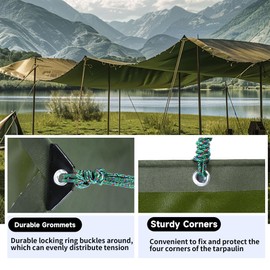 Eastarp 25 Mil UV Resistant Ultra-Heavy Duty Green Organic Silicone Coating Canvas Tarpaulin, 6x8 FT Waterproof Tarps with Grommets&Reinforced Edges,for Roof,Boat,Patio