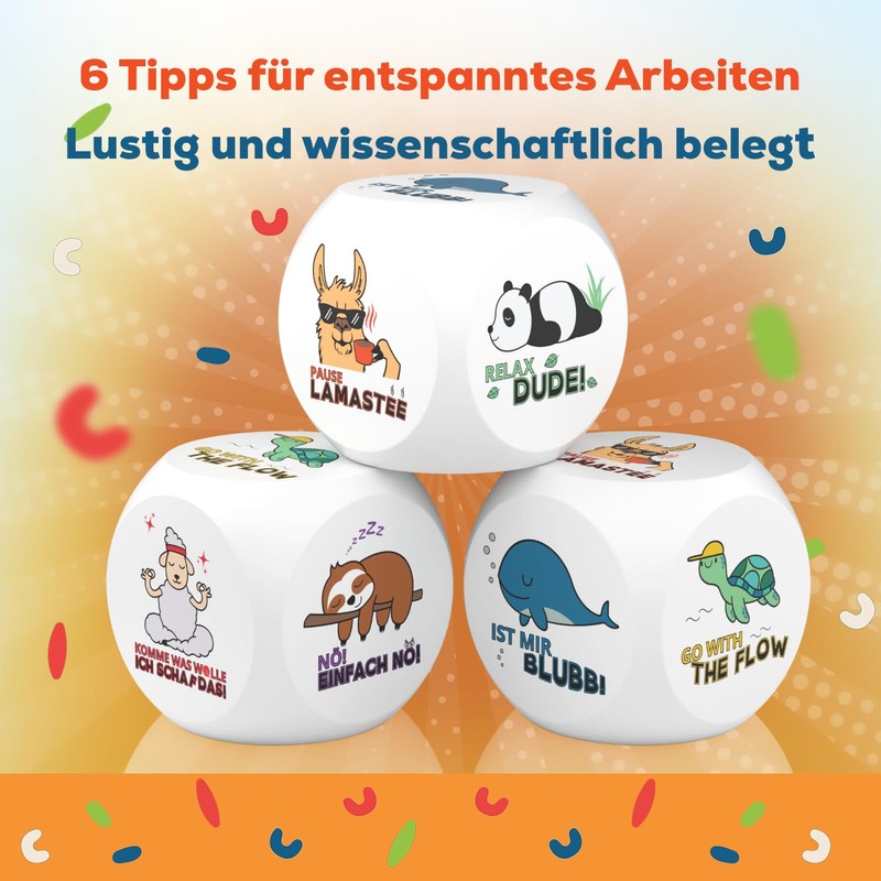 GLÜCKSGUT® Anti-Stress Cube, Chill Out, Funny Stress Cube, 6 Designs,