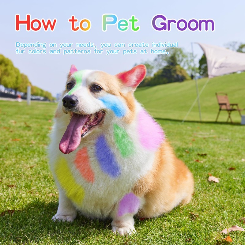 12 Pack Dog Hair Color Dye Temporary Non-toxic Vibrant Colors