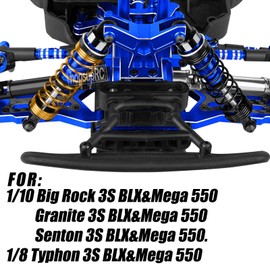 hopsupRC RC Upgrades Part Aluminum Assembled Full Front Rear Shocks Absorber Damper for 1/10 Big Rock/Granite/Senton 3S BLX&Mega 550.1/8 Typhon 3S BLX&Mega 550.Metal Shocks Hops Up.Navy Blue(4PCS)