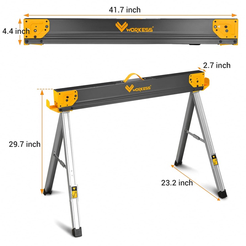 WORKESS Saw Horses 2 Pack Folding, Heavy Duty Sawhorse Table