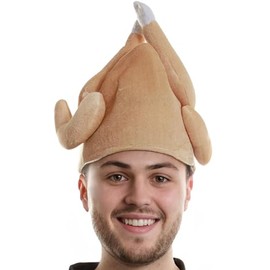 Plush Roasted Turkey Thanksgiving Hat Costume Accessory Brown