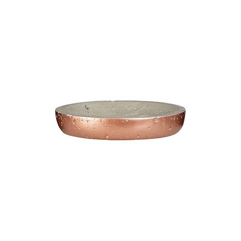 Premier Housewares Neptune Oval Soap Dish, Concrete, Grey/Copper, 11 x